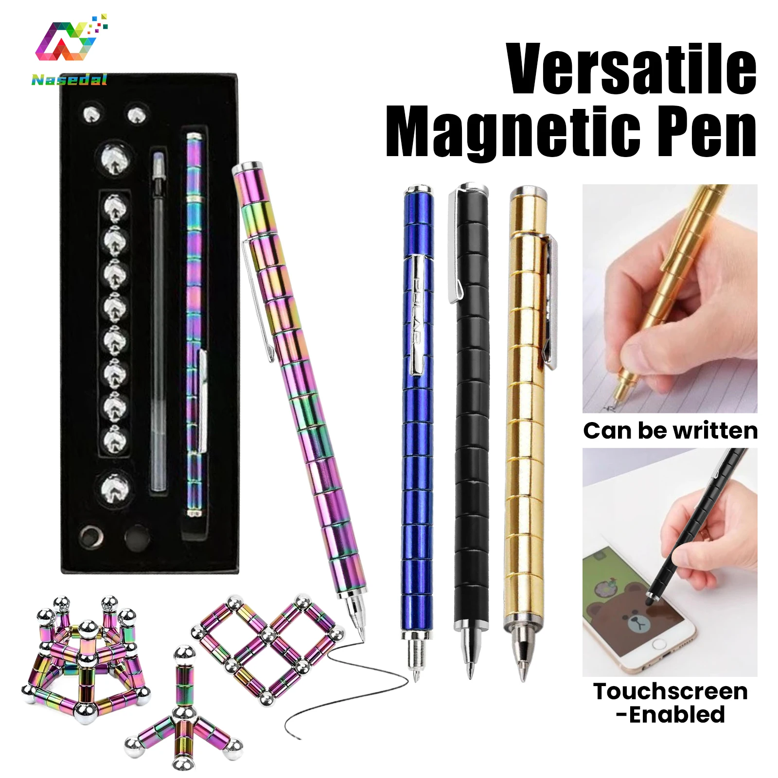 Multifunctional Magnetic Pen Deformable Writing Pen Creative Magnet Capacitive Pen Stress Relief Stationery Set Hobby DIY Toys