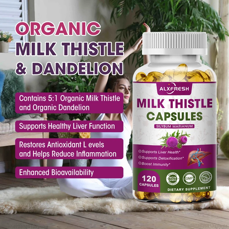 Milk Thistle Extract for Antioxidant Detox Support Liver Health Function Herbal Supplement Promotes Liver Cleansing and Repair