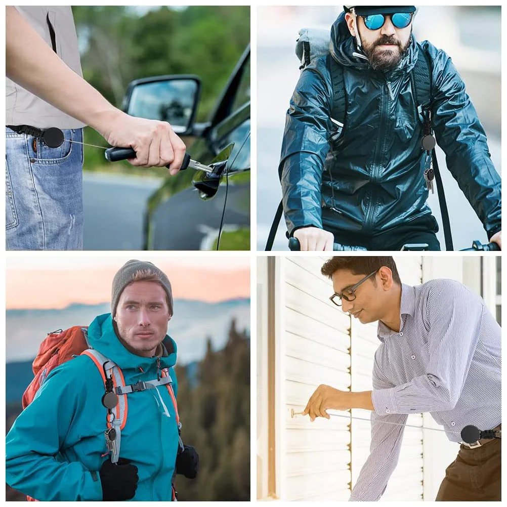 

2Pcs High Elasticity Retractable Keychain Buckle Anti-Lost Key Ring Flexible Carabiner Clip for Outdoor Sports Camping Hiking