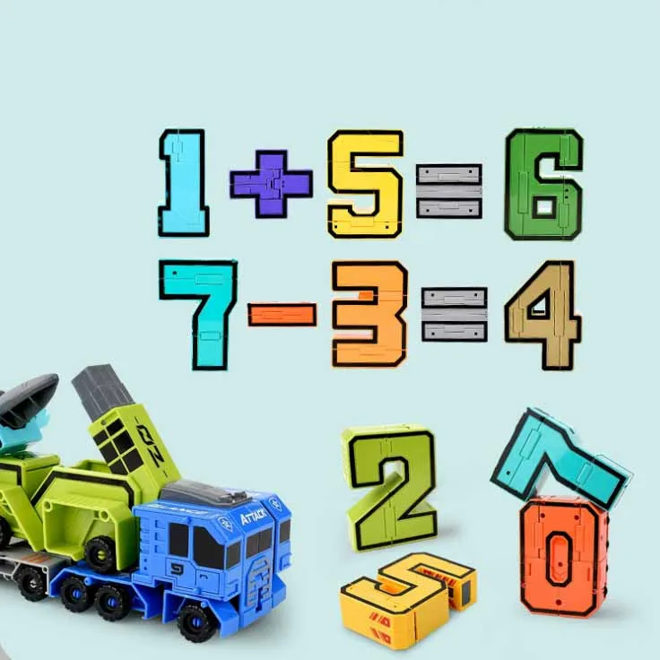 Large Children's Numbers Deformation Robot Toys Creative Numbers 0-9 Can Be Assembled Ensemble Set Puzzle Boys Toys Gift