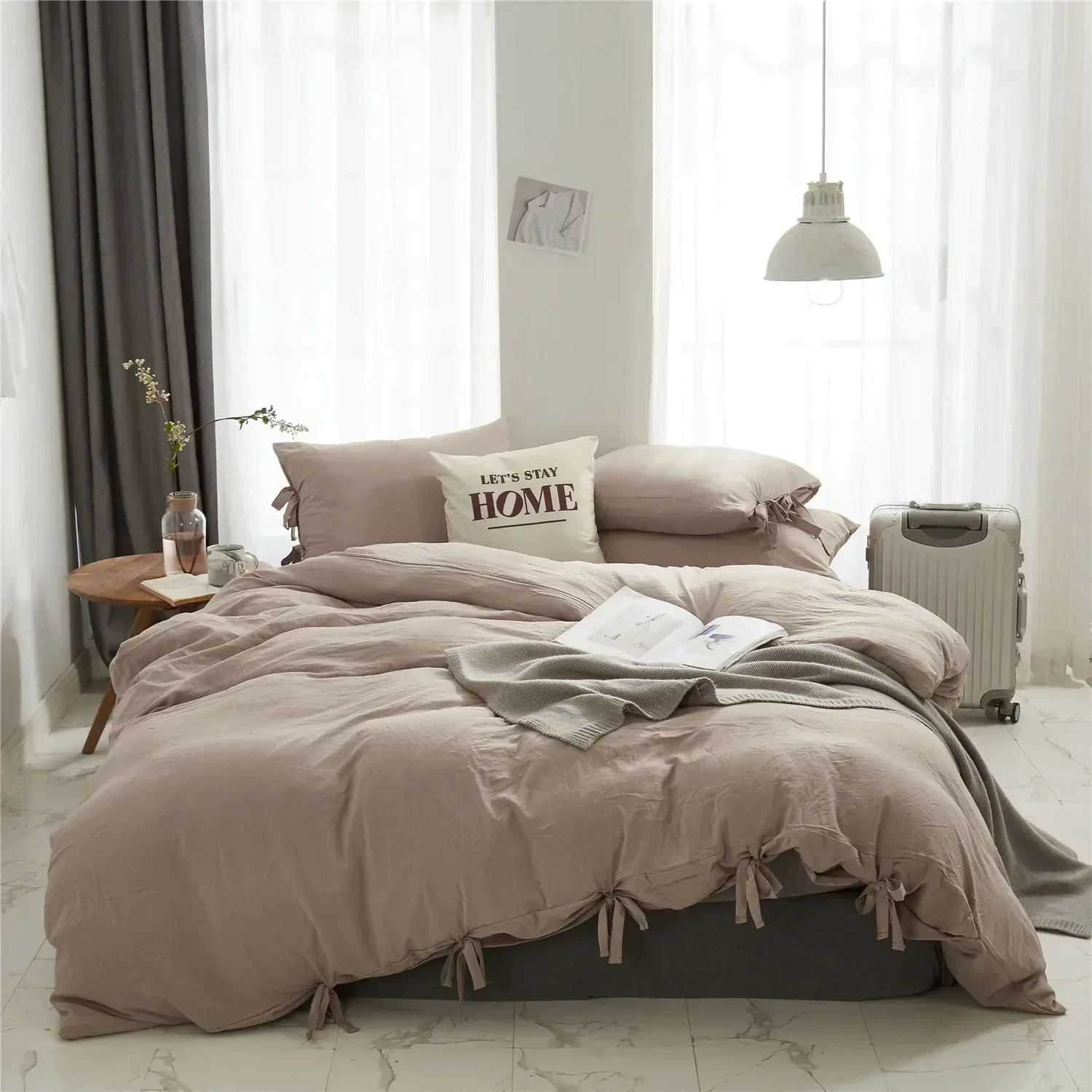 Home Duvet Cover Set Bandage Design Quilt Cover Nordic Bed Cover 150 Soft Luxury Solid Color Double Queen King Size Bedding Set