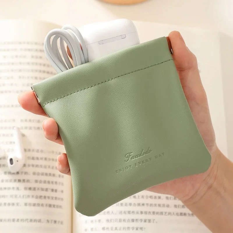 Portable Headphone Bag Makeup Bagg Storage Key Bags Lipstick Bagss Glasses Bag Zero Wallet, Automatic Closing Card Bag Storage