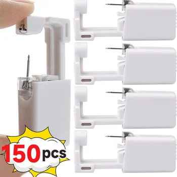 Güvenlik Kulak Delme Tabancası Seti Kadın Erkek Tek Kullanımlık Beyaz Plastik Steril Kulak Delme Cihazı Moda Basit Takı Delme Aracı