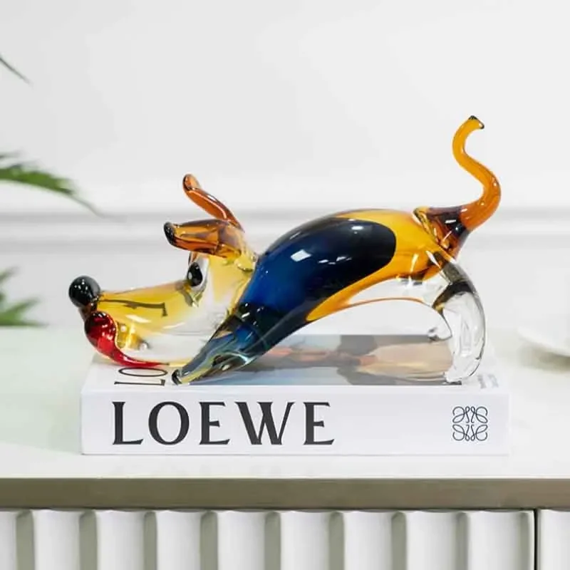 Glass Crafts Decor, Dog Sculpture Ornament, Luxury Artworks Statues, Creative Home Desktop Decoration, Nordic Gifts, Customized