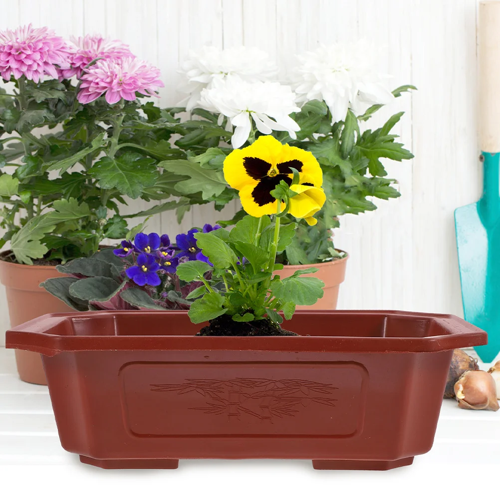 

6pcs Plastic Flower Pots Rectangular Drainable Planters For Balcony Garden Indoor Plants Small Flowerpot Decorative Planter Bowl
