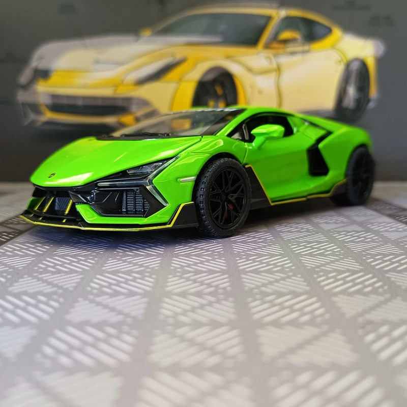 1:32 simulação Lamborghini Revuelto liga modelo de carro ornamento com portas que podem ser abertas, feedback de som e luz, presente de supercarro