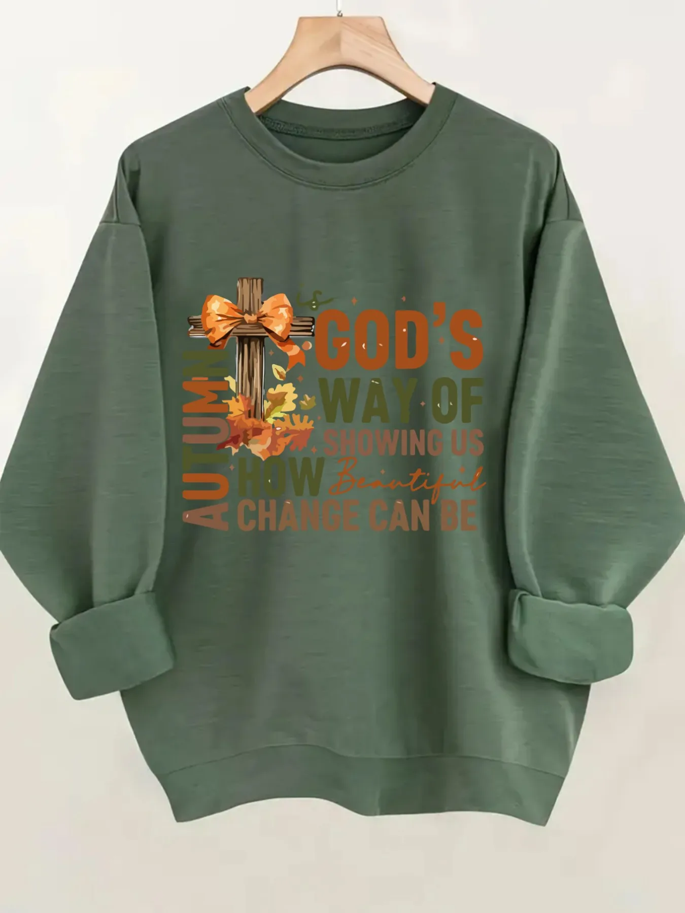 Women's Crewneck Pullover Sweatshirt Autumn Is God's Design, Soft Casual Long Sleeve, Daily Casual Top Outfit, Winter Women's Clothing, Halloween Costume Outfit
