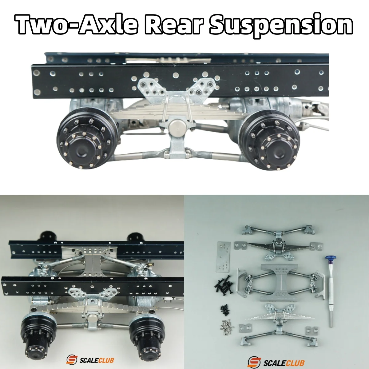 Scaleclub สําหรับ Tamiya 1/14 รถแทรกเตอร์โคลนหัวจําลองโลหะ 2 เพลาด้านหลัง Suspension Qianqiu Suspension