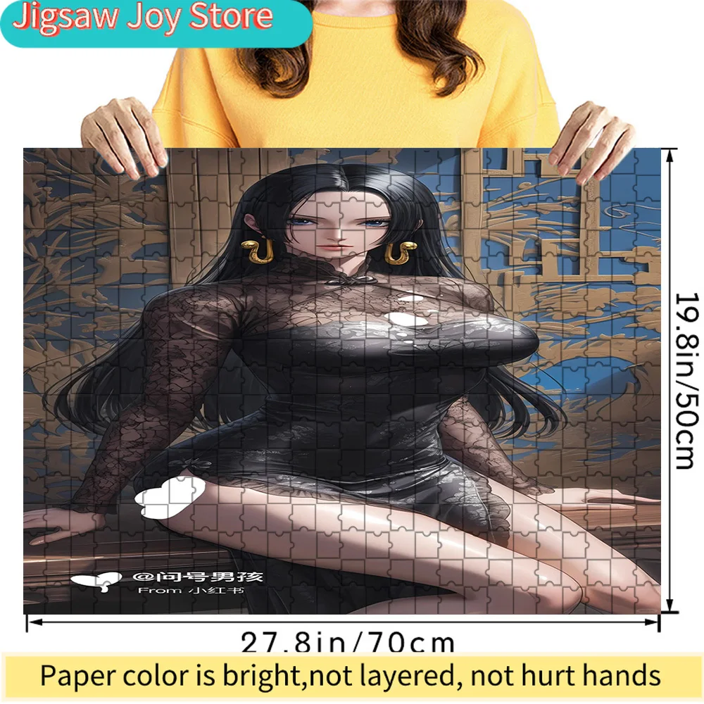 

One Piece Boa Hancock Chinese Cheongsam Style Art Paper Jigsaw Puzzle, Elegant Pirate Empress Oriental Scene Paper Puzzle, Colle