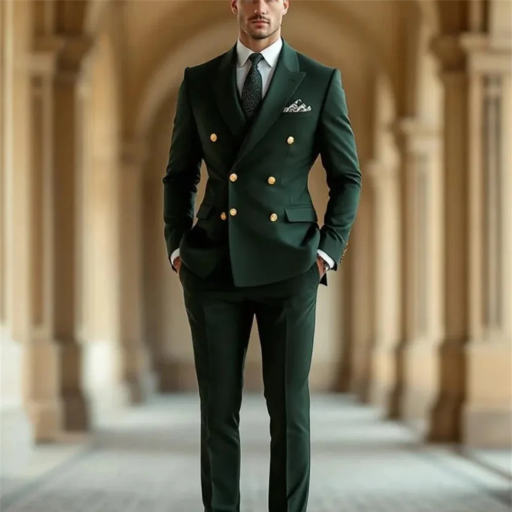 

Costume Homme New Fashion Male Suits Slim Fit 2 Pieces Double Breasted Elegant Formal Best Men Male Wedding Suits Set