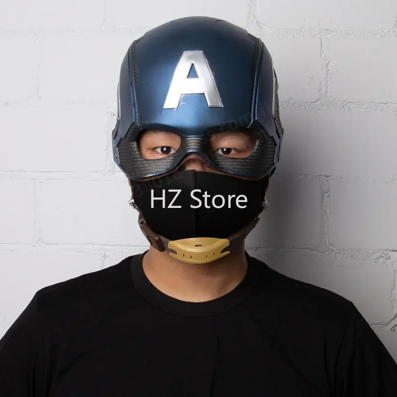 キャプテン・アメリカヘルメット、本革ストラップ、1:1着用可能バトル