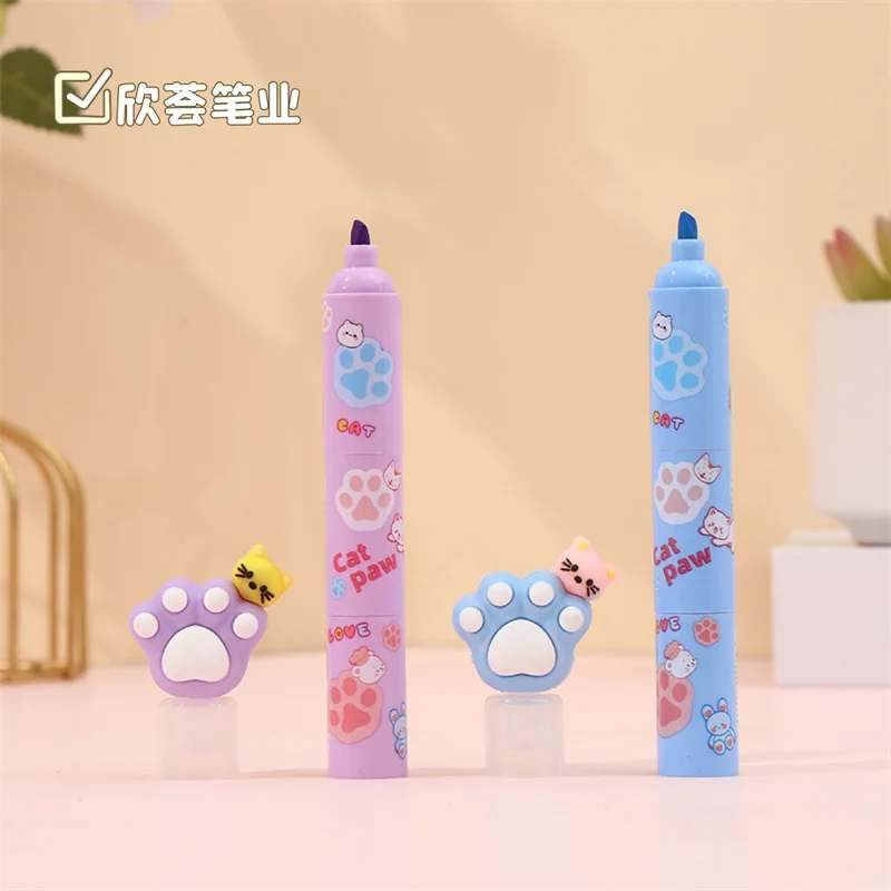 36 pcs/lot Kawaii Cat Paw Highlighter Pen Cute 4 Colors Drawing Marker Pens Fluorescent PenOffice School Supplies