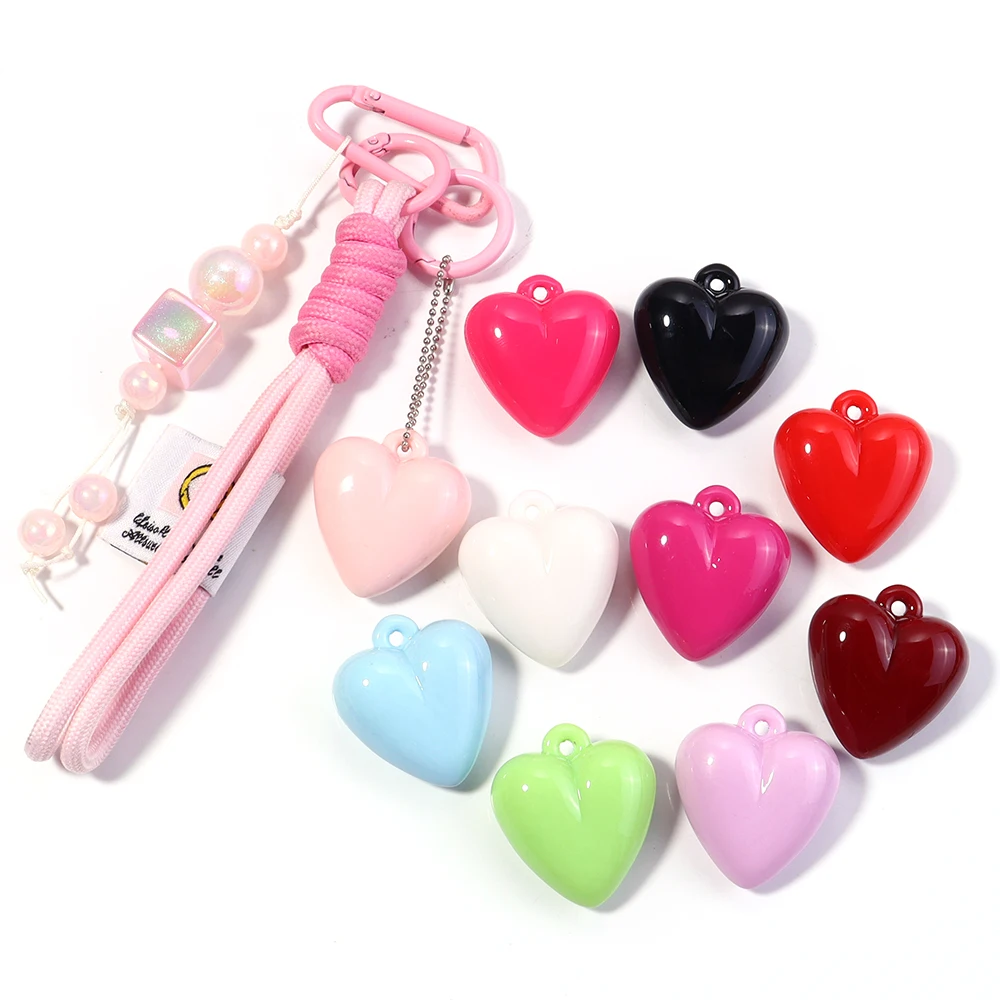 

5pcs/lot Baked Enamel Acrylic Beads Lifting Hole Heart Pendant Loose Beads For DIY Jewelry Making Necklace Bracelet Key Chians ﻿