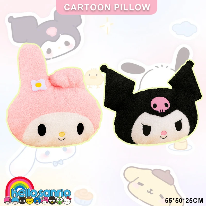 55*50cm sanrio novo brinquedo de pelúcia kuromi preto rosa minha melodia boneca sofá almofada confortável pele-amigável lance travesseiro boneca presente