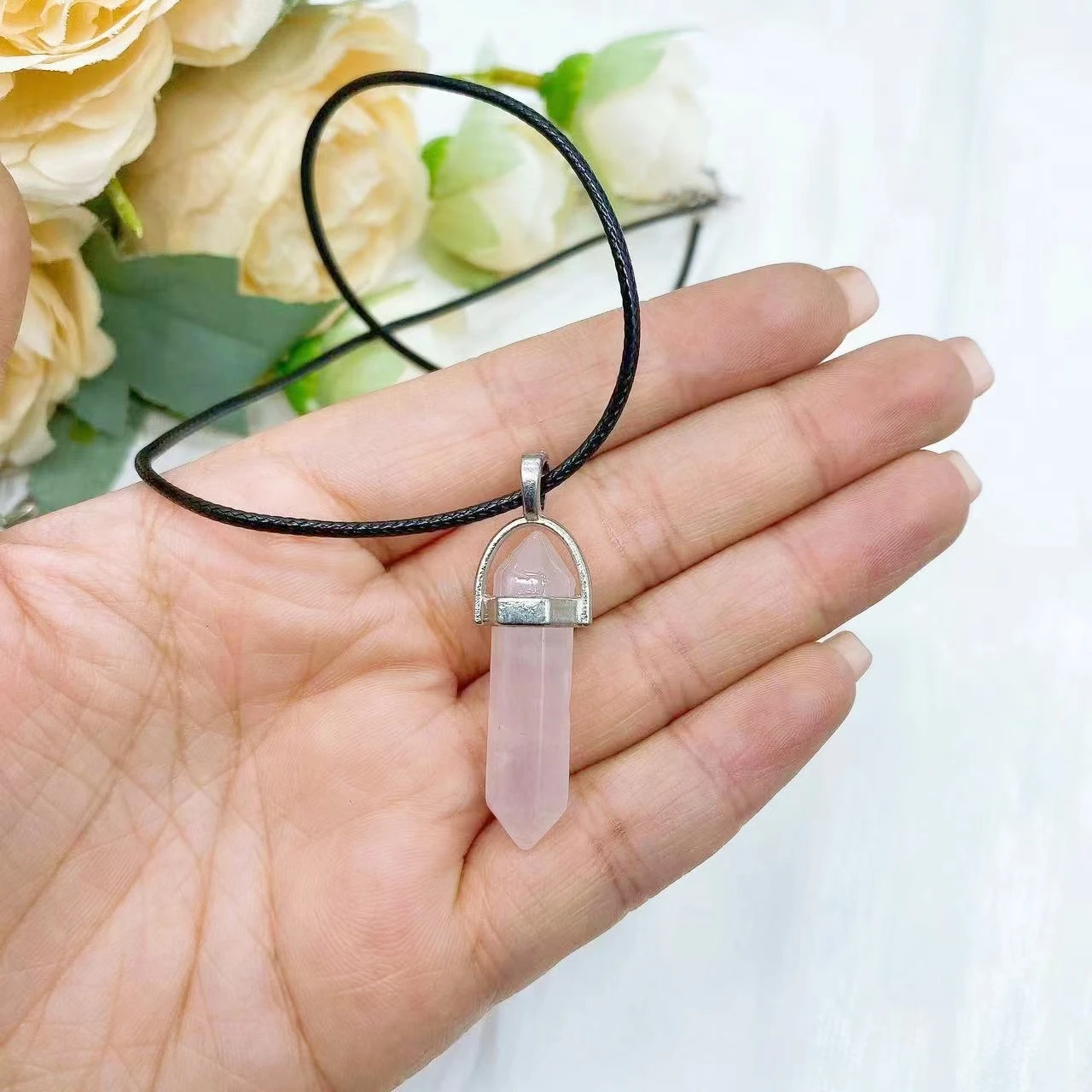 Natural Crystal Quartz Hexagonal Column Chakra Pendulum Pendants Necklaces DIY Jewelry Crystal Healing Room Home Decor Gift