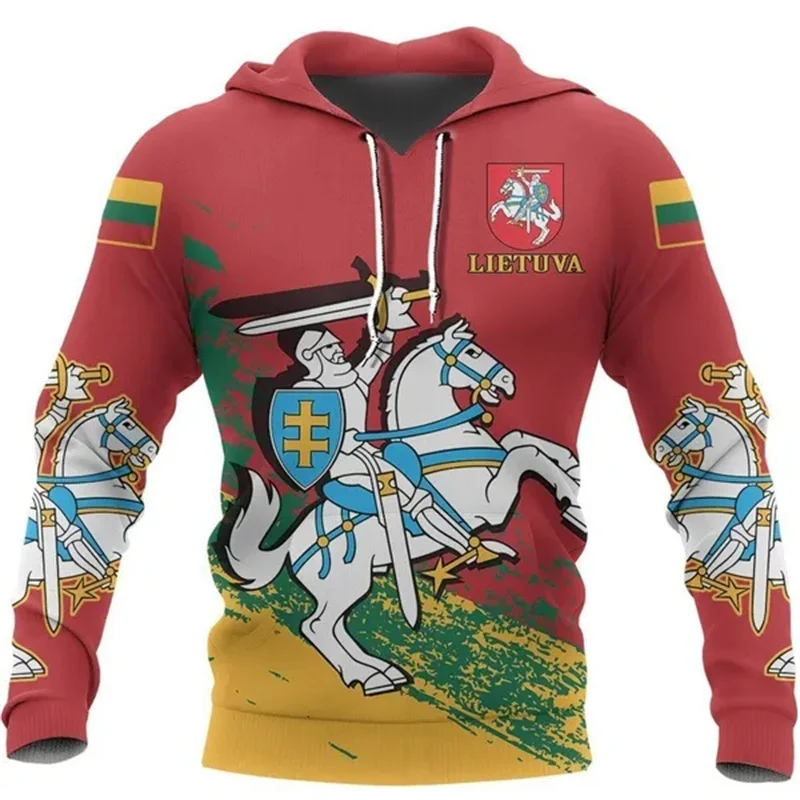 

3d Printed Lithuania National Emblem Hoodie Men Women Long Sleeve Sweatshirt Casual Hooded Coat Autumn Sports Pullover Tops