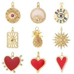 Heart Love Charms for Jewelry Making Supplies Star Evil Blue Eye Golden Color Plated CZ Diy Earring Pendants Charms for Jewelry