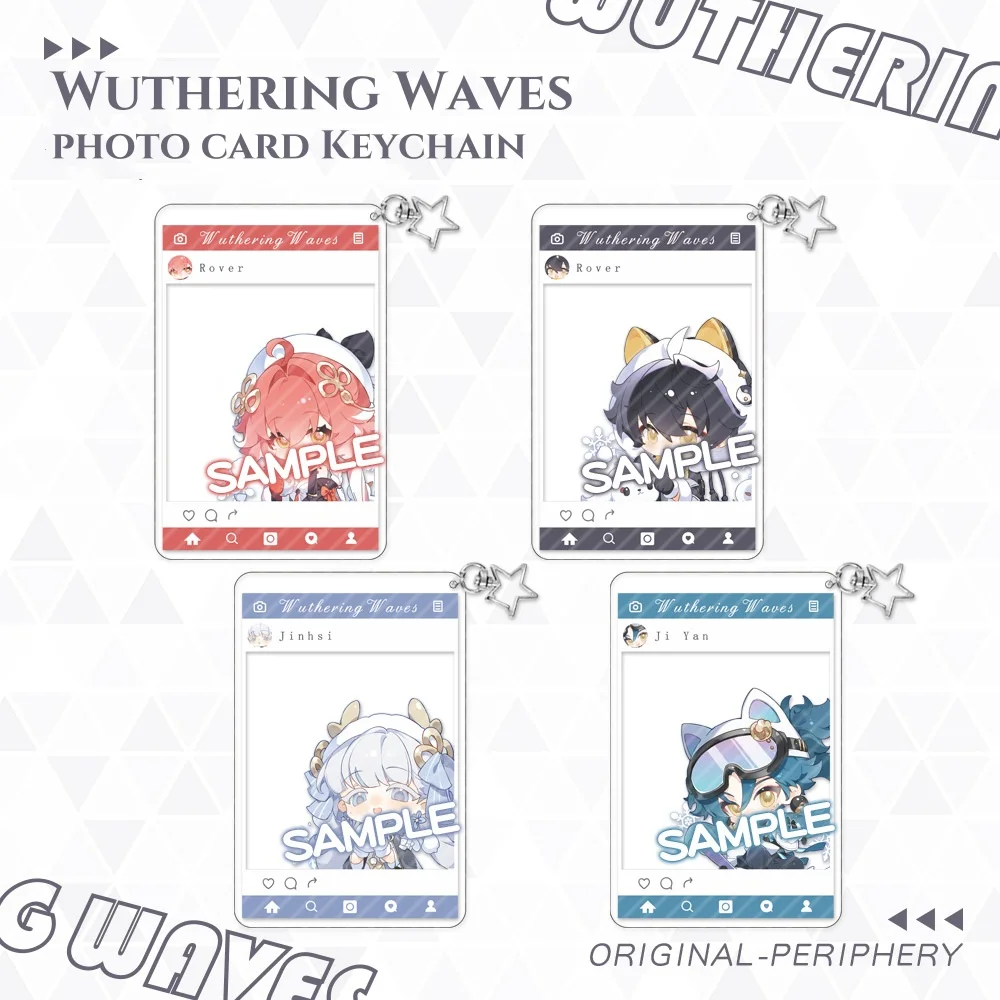 Wuthering Wave nuevo llavero Changli Jinhsi lindo dibujos animados Anime grupo foto tarjeta transparente colgante llavero mochila joyería regalo