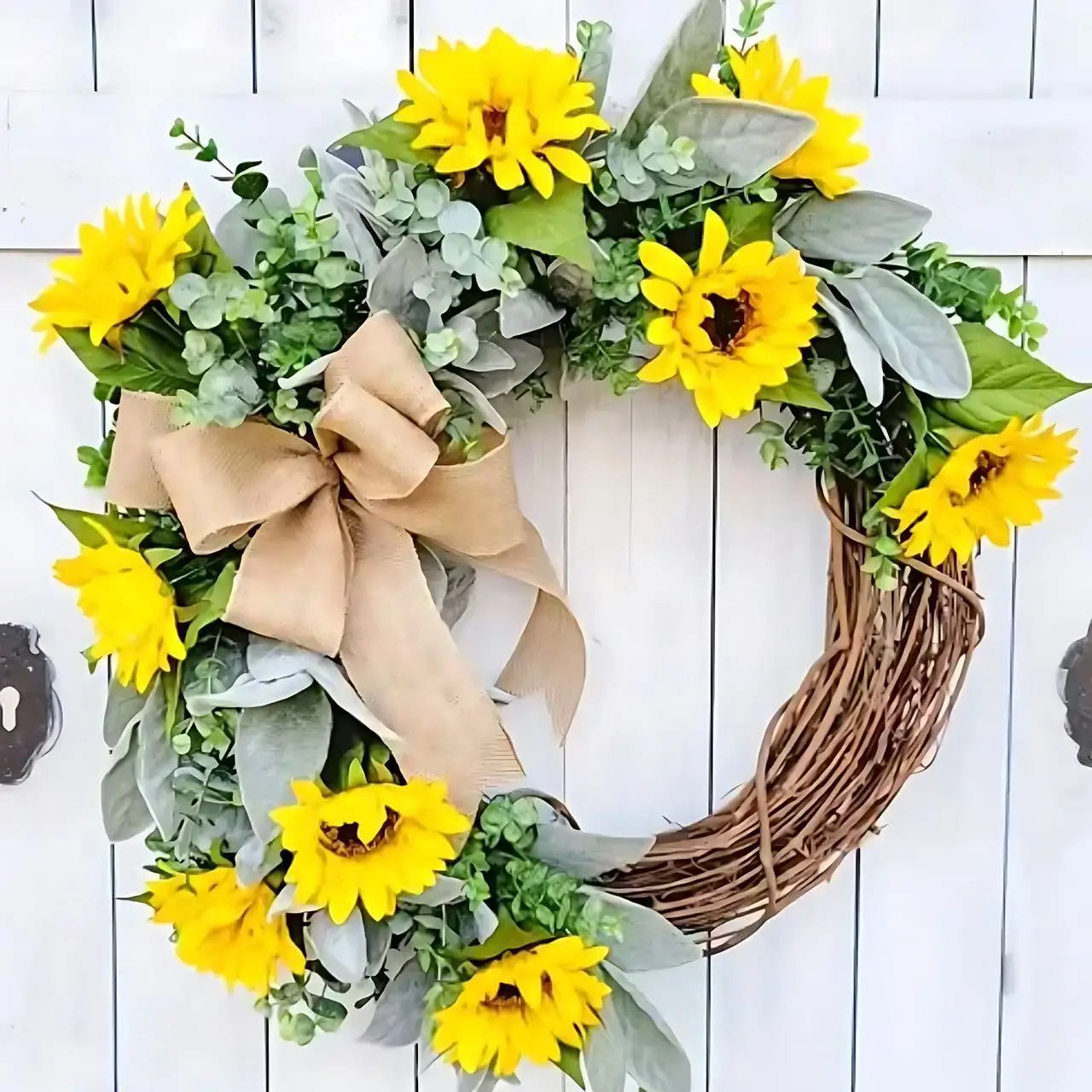 

Новый весенне-летний венок из листьев подсолнечника, овцы, венок из ротанга, украшение для входной двери дома, кулон