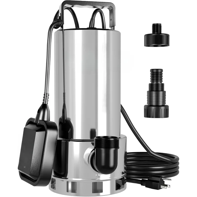 

1.6 HP Steel Sump Pump Submersible with Automatic Float Switch,Clean/Dirty Transfer Water Pump for Swimming Garden Basement Tub