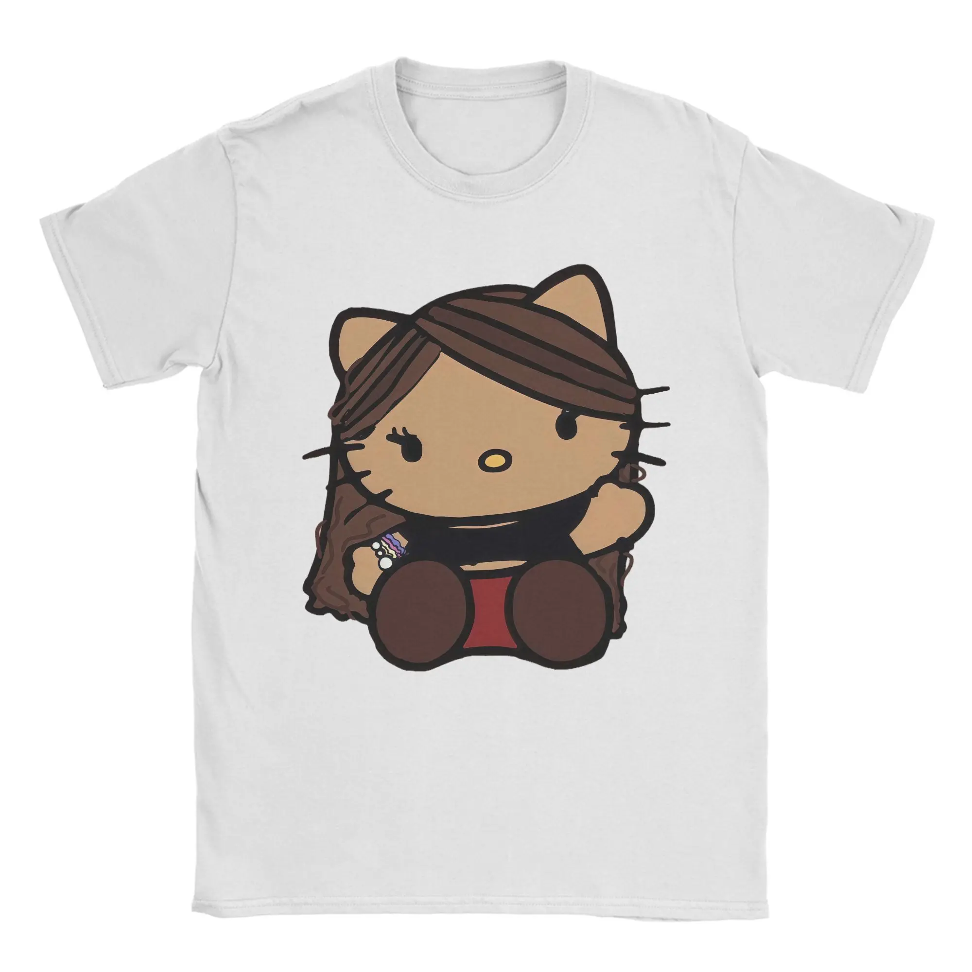

Brown Hello Kitty Y2K T-Shirts for Men Casual 100% Cotton Tee Shirt Round Neck Short Sleeve T Shirts Gift Tops