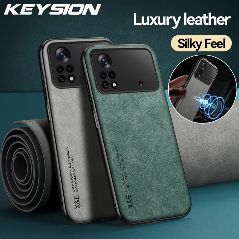 

KEYSION Luxury Leather Case for POCO X4 Pro 5G X4 GT X3 NFC Silicone+PC Shockproof Phone Back Cover for Xiaomi POCO M3 M4 Pro 4G