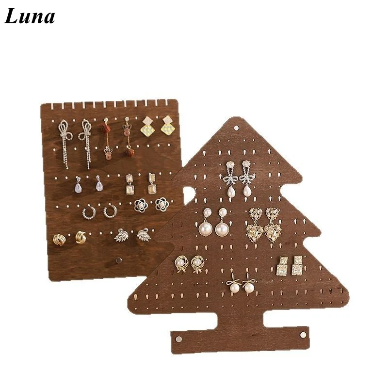 

Walnut Christmas Tree Jewelry Stand, Earring Necklace Holder Display Organizer, Holiday Home Decor, Gift for Women