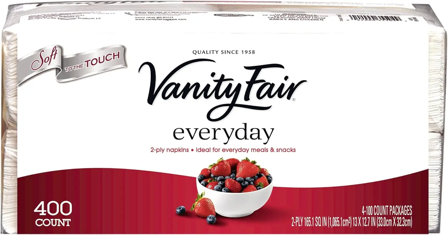 Premium Everyday Vanity Fair, 400 Count Soft and Durable for Comfort