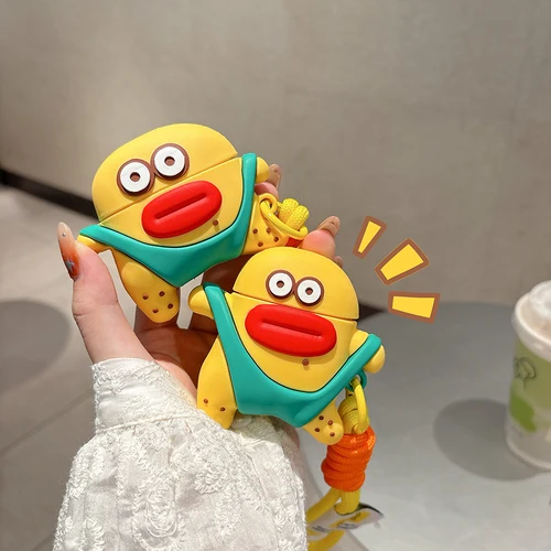 어글리 맨 애플 에어팟 프로용 랜야드 포함 재미있는 케이스, 에어팟 4, 3, 2, 1 세대용 실리콘 커버, 보호 쉘 