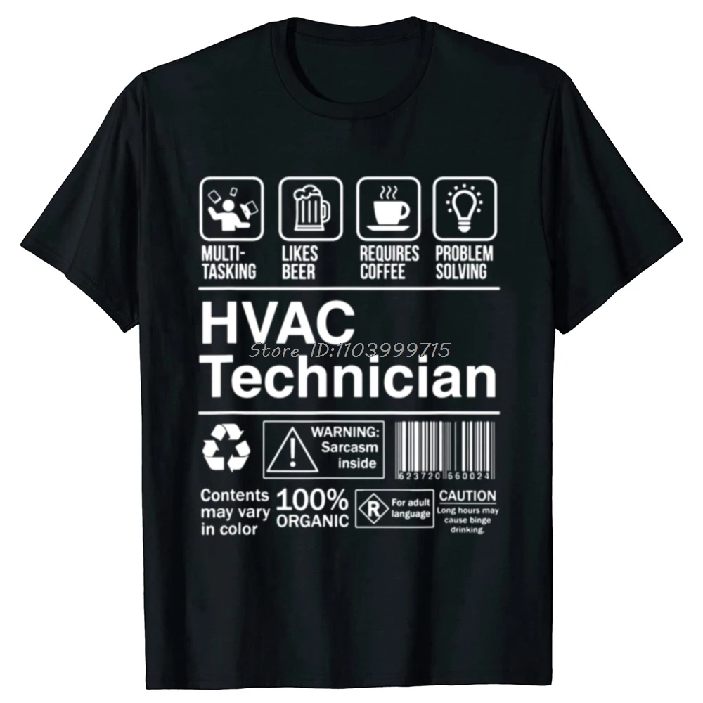 Funny HVAC Technician Product Label T-Shirt Oversized Men Clothing Tees Fashion Casual Tops T Shirt Cotton Fitness Tshirt