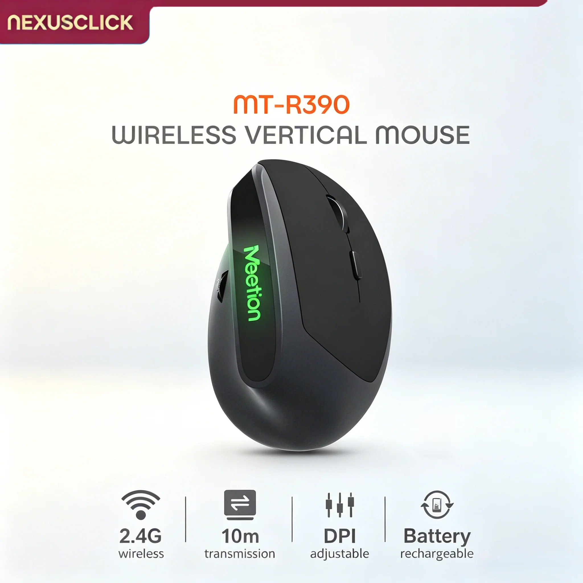 NexusClick Ergonomic Vertical Mouse,Adjustable DPI Pain Relief Comfort Grip Computer Mice for Home Office Laptop Long Time Use