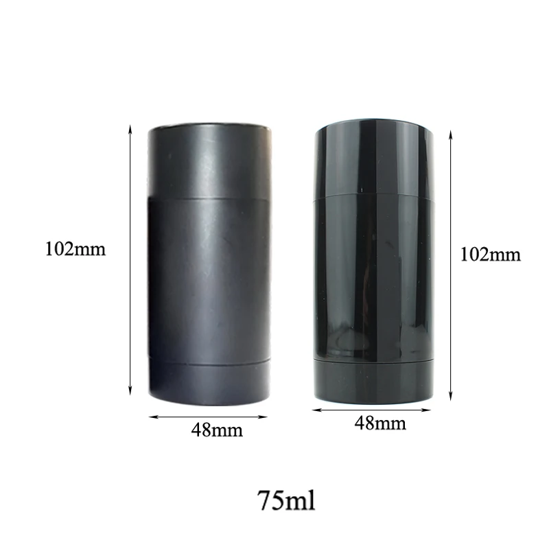 3/12/24個入り 75g AS マットブラック デオドラント容器 空のツイストアップ式 フロスト加工 デオドラントスティック包装チューブ 75ml ブラックスリーブ