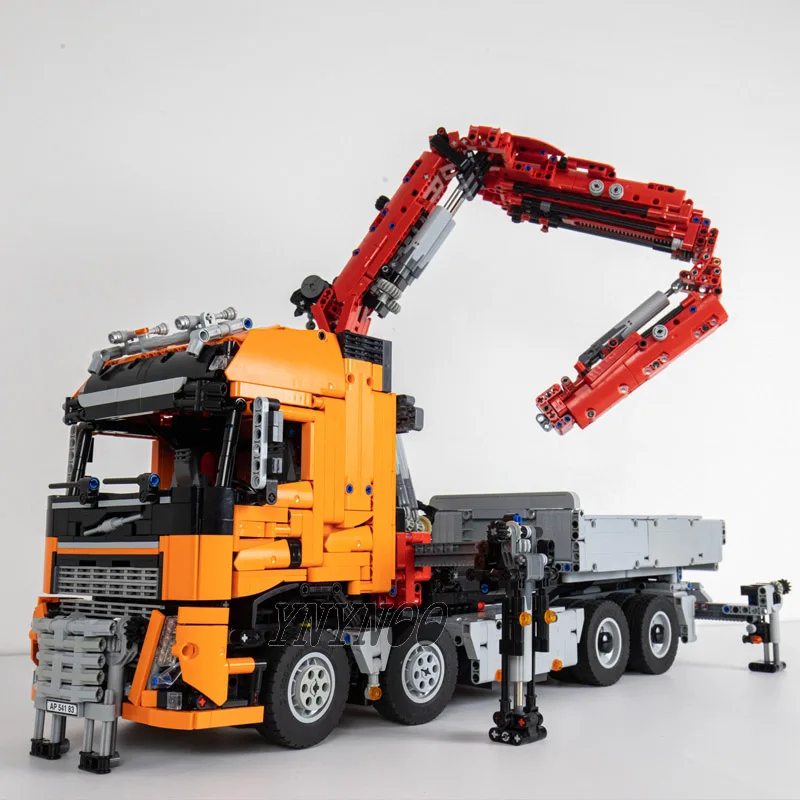 MOC Truck Building Blocks FH16 750 8x6 Large Knuckle Boom Crane Trailer mattoni fai da te giocattoli adulti ragazzi ragazze bambini regali