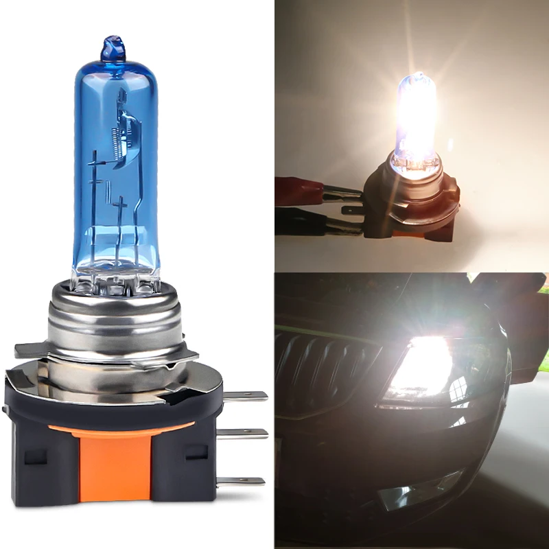 Bombilla halógena blanca para faro de coche, lámpara de fuente de luz h15, 12v, 15/55w, 6000k, 55w