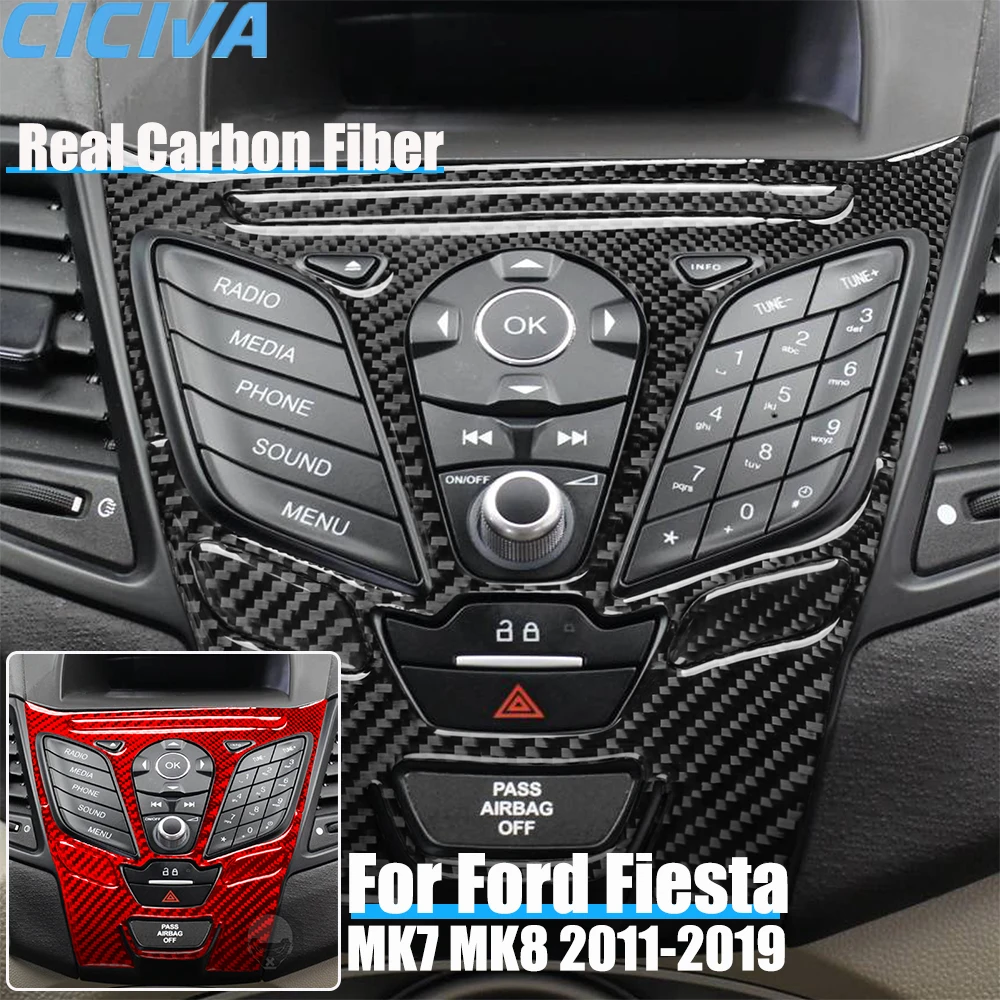 

Real Carbon Fiber Car Accessories Center Console Panel Trim Decorative Cover Soft Sticker For Ford Fiesta MK7 MK8 2011-2019