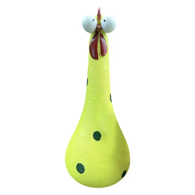 AB08-Resin Long Neck Chicken Ornaments For Garden Courtyard Outdoor Decoration Silly Hen Statues Office Desktop Figurines