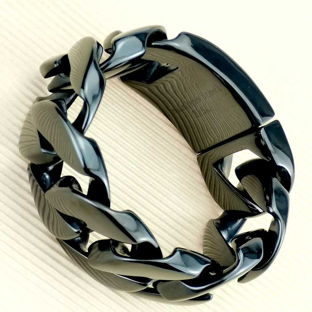 سوار من الفولاذ المقاوم للصدأ ثقيل الوزن - إكسسوار أزياء رجالي أسود #5