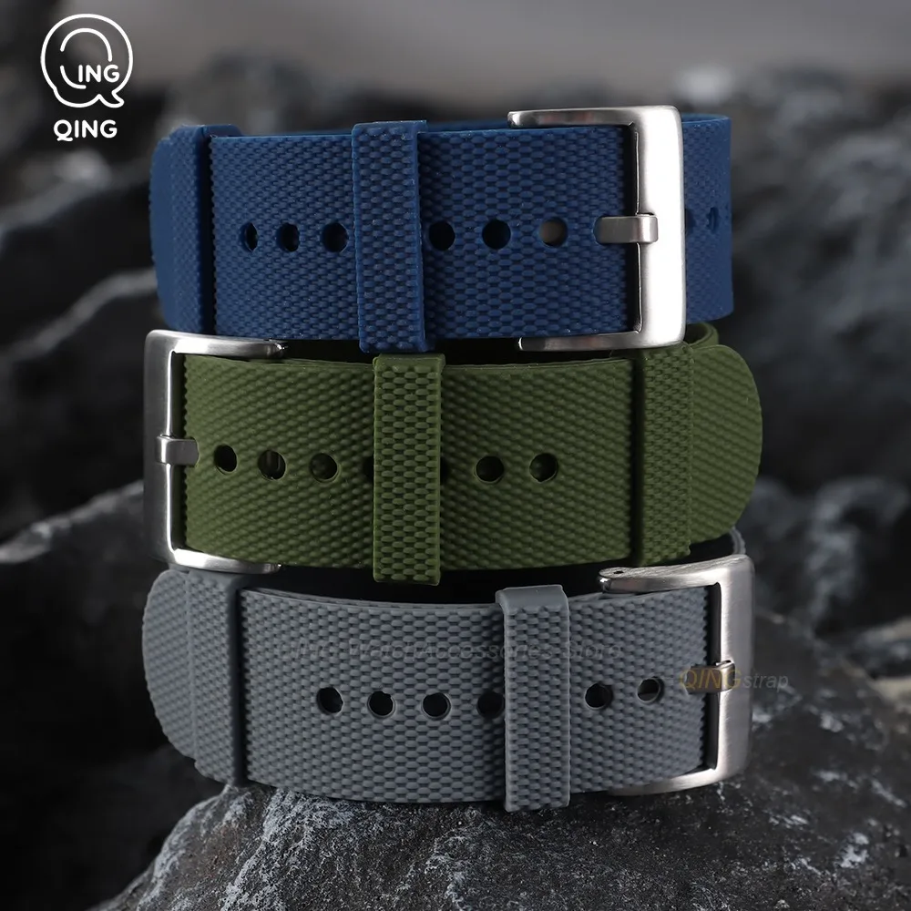 20/22mm for Tudor One Piece Textured Silicone Watch Strap for Seiko for Omega Universal Men Women Watchbands Soft Sport Bracelet