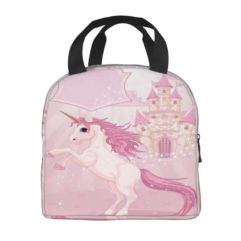 Unicorn And Fairy Tale Castle Thermal Insulated Lunch Bags Resuable Lunch Container for Outdoor Camping Multifunction Food Box