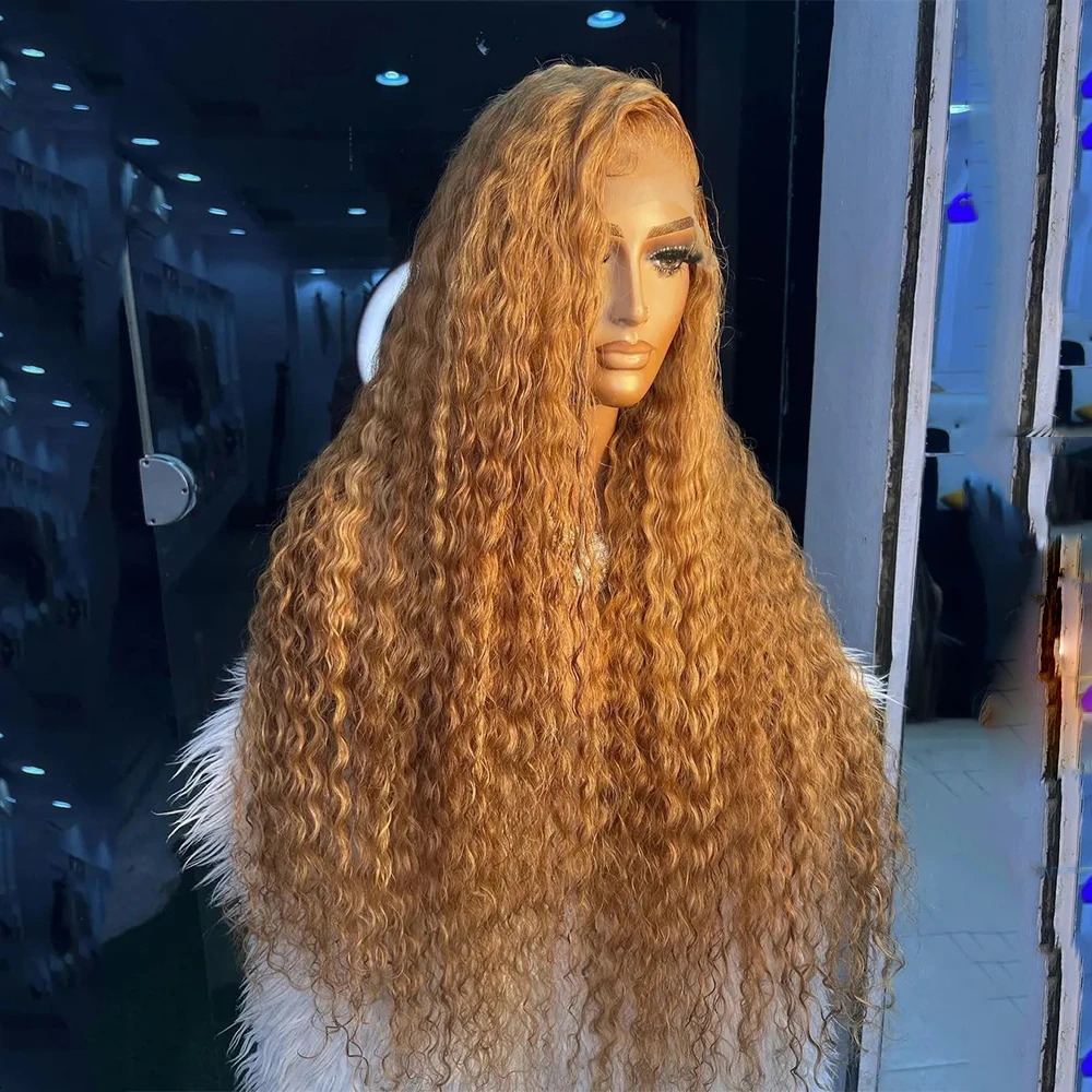 Blond Glueless Soft Long 26 inch 180 Density Kinky Curly Lace Front Wigs For Women Babyhair PrePlucked Daily Synthetic