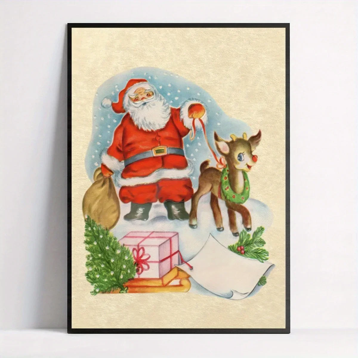 2027 Timeless Holiday, Vintage Santa Canvas Art Poster - Frameless Christmas Wall Decor for Living Room, Bedroom & Home Office