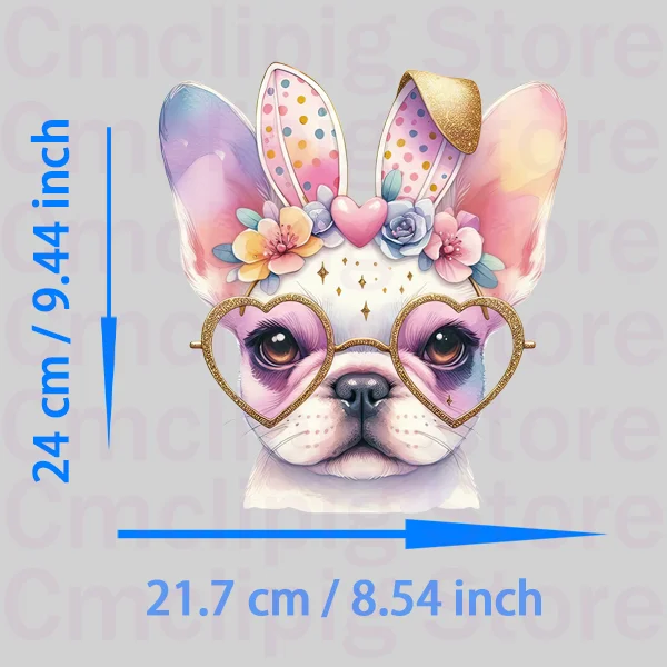 Fashion Easter Day Cute Dogs vinyl stickers Patches for clothes DIY children Sewing Decoration Flex fusible transfer