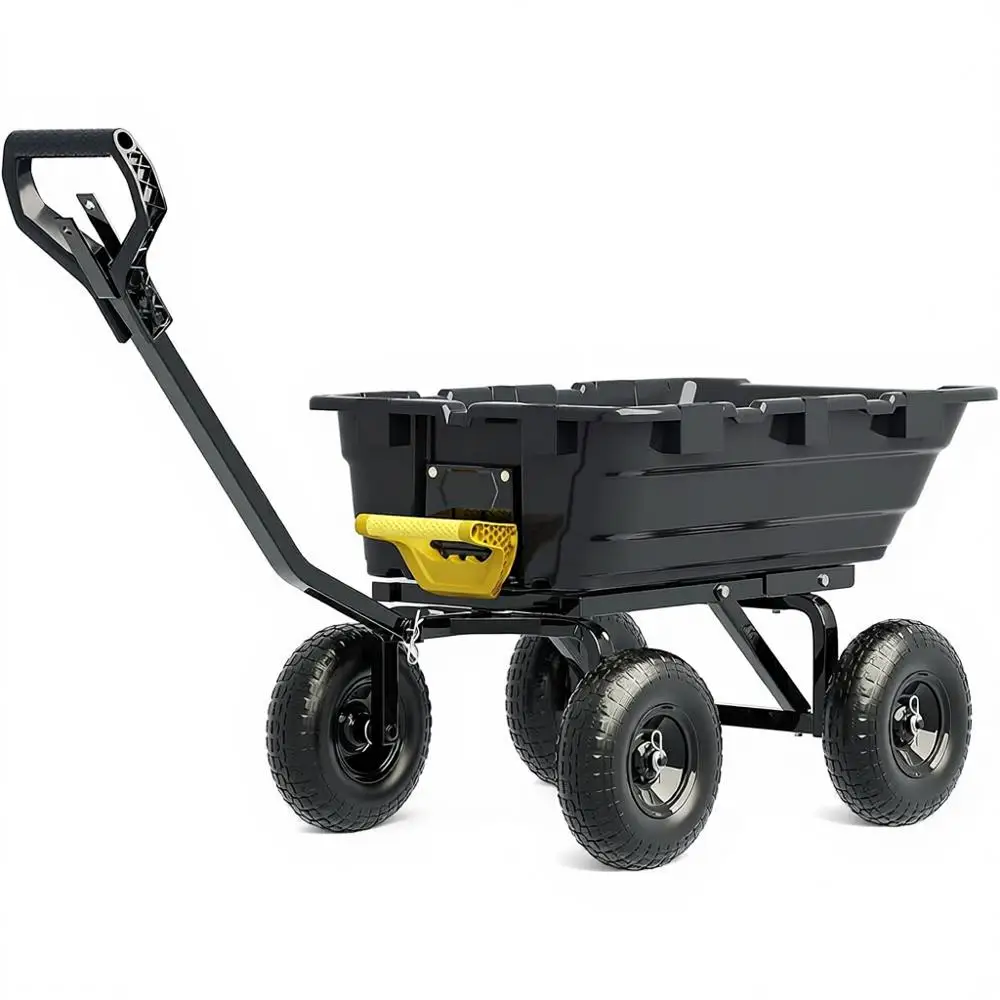 

Тележка-тачка с грузоподъемностью 1200 фунтов (544 кг), объемом 7 куб. футов (200 л), с ручкой 2-в-1, 13-дюймовыми внедорожными колесами, усиленная, из полимерного материала, для сада и садового хозяйства.