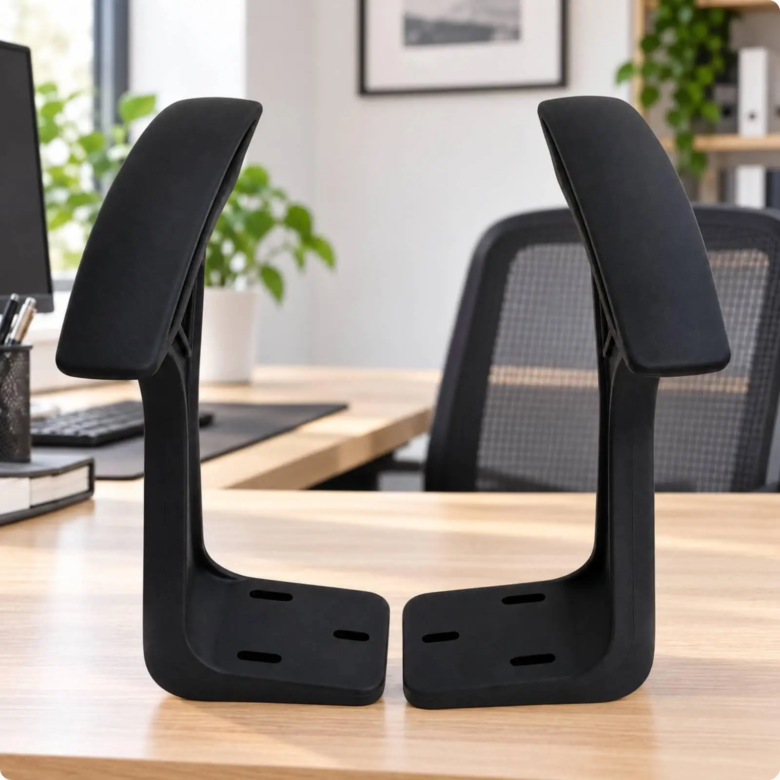 Chair Armrest with Mounting Base Easy to Install Replacement Office Chair