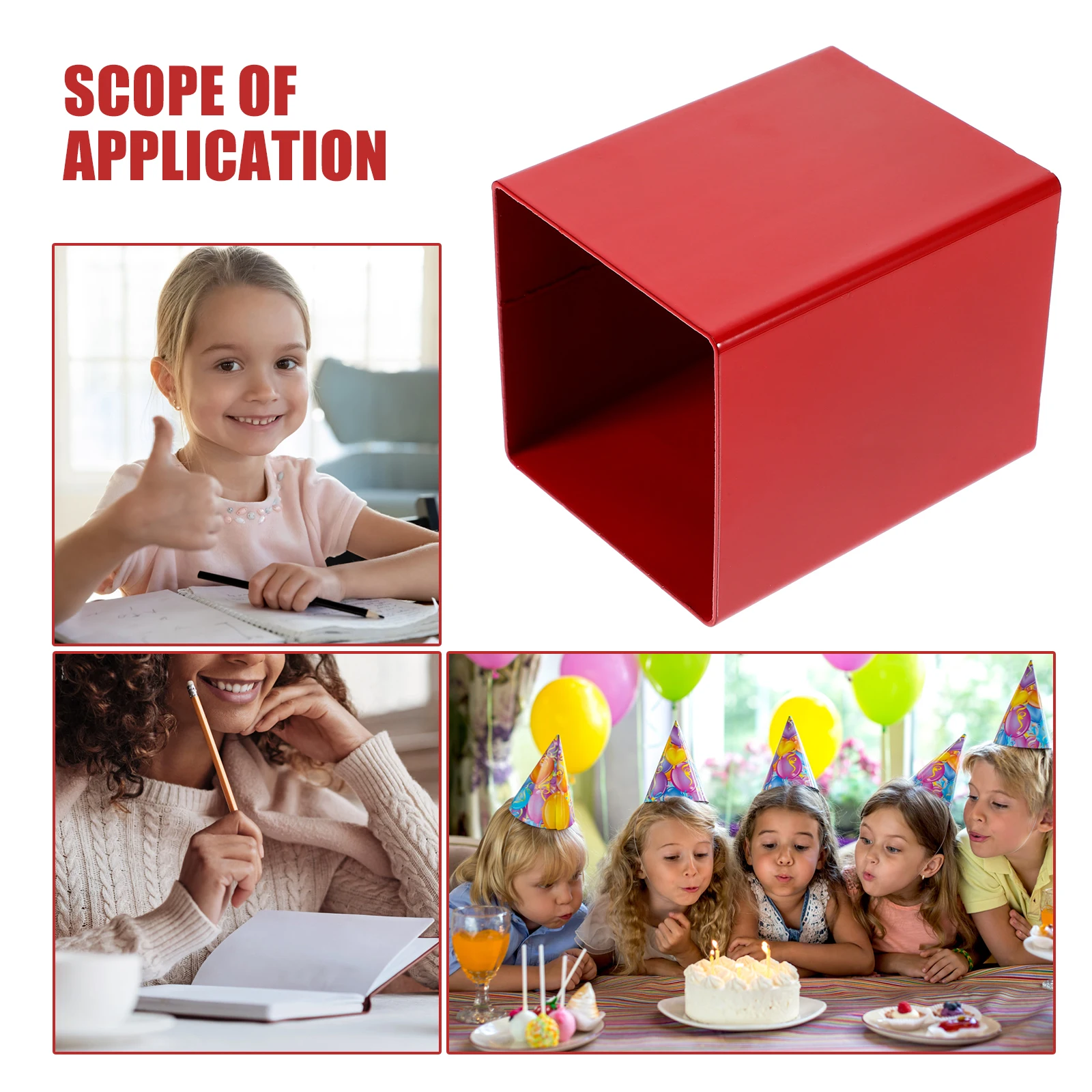 

Metal Pen Holder Square Desktop Container Red Large Capacity Office Accessory Sturdy Practical Non Slip Easy Clean Desk ganizer