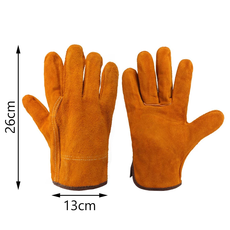 Labor Protection Cowhide Gloves Yellow Safety Welding Wear-resistant Insulated Gloves Personal Protective Equipment