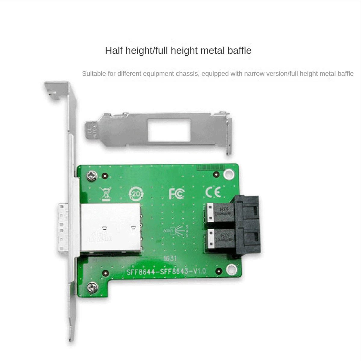 منافذ مزدوجة MiniSAS HD SFF-8644 إلى بطاقة محول أنثى SAS HD SFF-8643 PCBA الداخلية مع دعامة منخفضة المستوى لمركز البيانات
