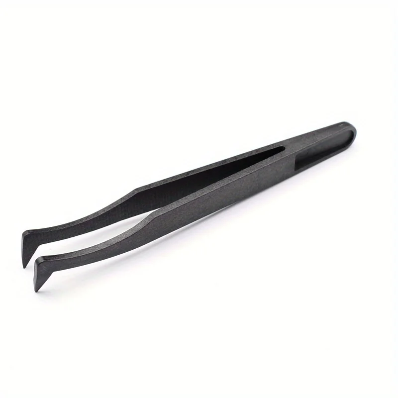 8pcs/set Portable Black Straight Bend Anti-static Plastic Tweezer Heat Resistant Repair Tool