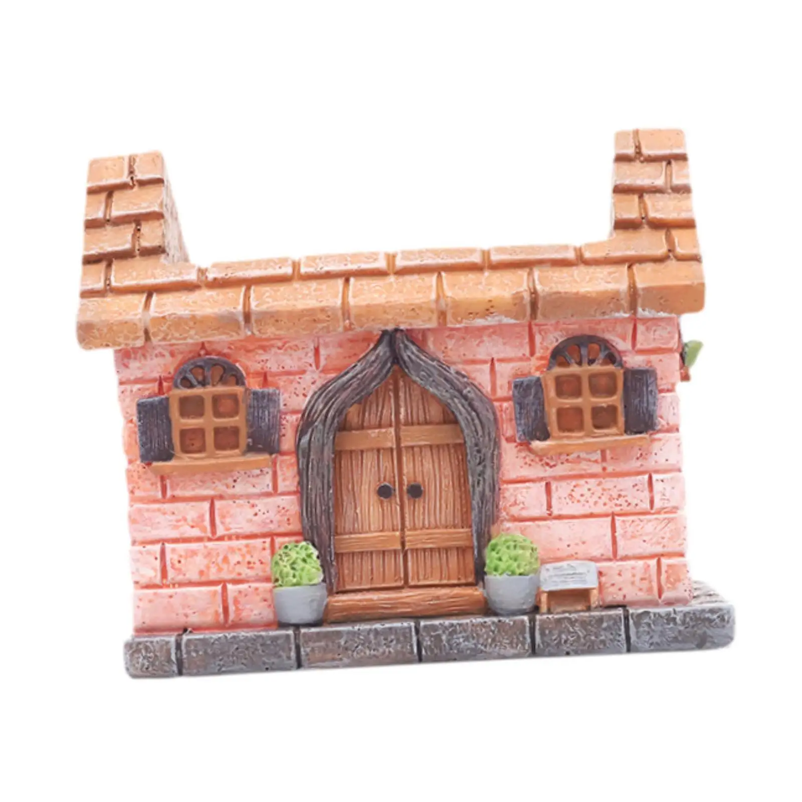 Chinese House Flowerpot Cactus Container Plants Holder Props Collectible Figurine Fairy Tale Garden House Desk Planter Ornament