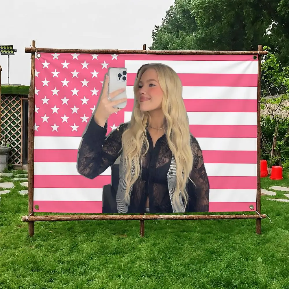 Singer F-Freya Skye Pink American Flags Custom Wall Hanging Background Art Banner For Bedroom Home Living Room Outdoor Decor